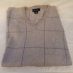 Vintage Men's Nautica V Neck long Sleeve Sweater Cotton  Sz L